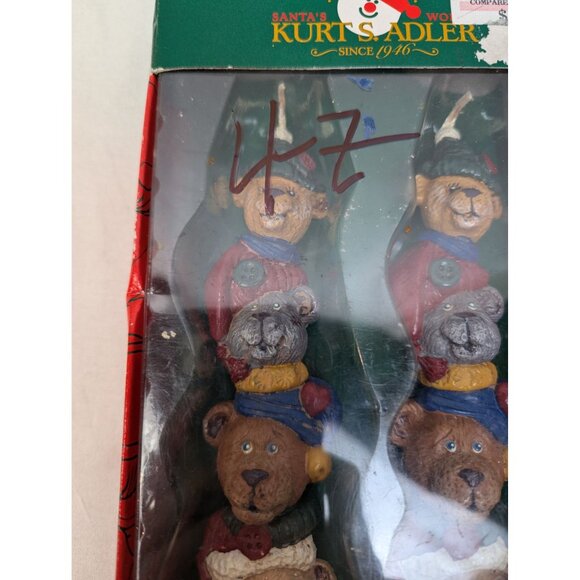 Kurt Adler Vintage Stacked Teddy Bears Christmas Taper Candles Box of 2 NIB - Picture 3 of 4